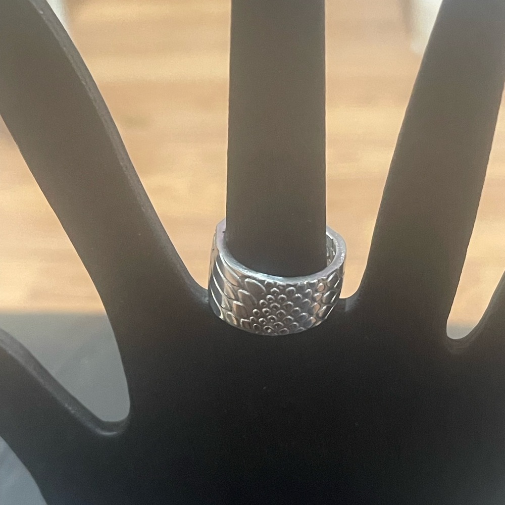 Silver Patterned Ring handmade jewelry from vintage silverware size 9